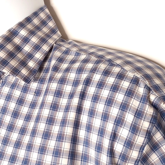 Peter Millar Men's Blue White Checkered Long Sleeve Button Down Shirt Large - Picture 5 of 9